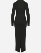 lovery Rochie Neagră Mulată Maxi cu Mânecă Lungă Esmeria