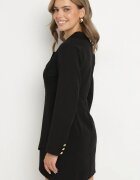 lovery Rochie Neagră Petrecută cu Vâscoză Decorată cu Nasturi Ellionira