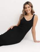 lovery Rochie Neagră Tricotată cu croială cambrată cu bretele cu paspoal Zenlimi