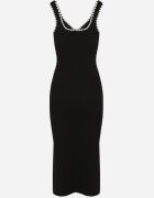 lovery Rochie Neagră Tricotată cu croială cambrată cu bretele cu paspoal Zenlimi