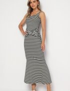 lovery Rochie Negru-Albă cu Croială Cambrată cu Viscoză Zidia