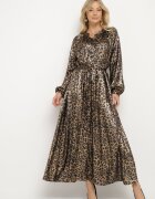 lovery Rochie Negru-Auriu cu imprimeu leopard cu efect de luciu și cu cordon Issadia