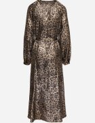lovery Rochie Negru-Auriu cu imprimeu leopard cu efect de luciu și cu cordon Issadia
