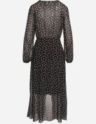 lovery Rochie petrecută negru-albă cu buline cu elastic în talie și tiv asimetric Neladi
