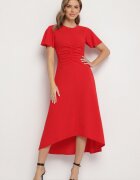 lovery Rochie Roșie Cloș Decorată Cu Încrețituri Odallica