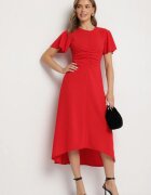 lovery Rochie Roșie Cloș Decorată Cu Încrețituri Odallica