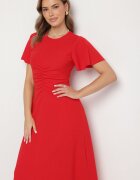 lovery Rochie Roșie Cloș Decorată Cu Încrețituri Odallica
