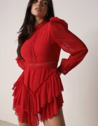 lovery Rochie roșie evazată Salopetă mini cu volănașe Gilha