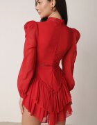 lovery Rochie roșie evazată Salopetă mini cu volănașe Gilha