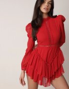 lovery Rochie roșie evazată Salopetă mini cu volănașe Gilha