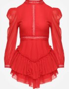 lovery Rochie roșie evazată Salopetă mini cu volănașe Gilha