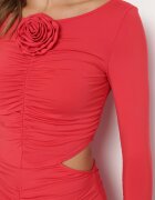 lovery Rochie Roșie Mulată Mini cu Floare și Decupaje Gradutta