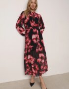 lovery Rochie roșu-negru tip cutie florală cu curea Nifle