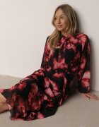 lovery Rochie roșu-negru tip cutie florală cu curea Nifle