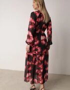 lovery Rochie roșu-negru tip cutie florală cu curea Nifle