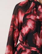 lovery Rochie roșu-negru tip cutie florală cu curea Nifle