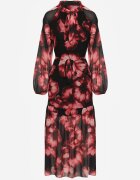lovery Rochie roșu-negru tip cutie florală cu curea Nifle