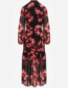 lovery Rochie roșu-negru tip cutie florală cu curea Nifle