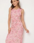 lovery Rochie Roz de cocktail cambrată florală cu căptușeală din viscoză Lidra