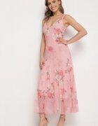 lovery Rochie Roz din plasă cu Motiv Floral Milanessa