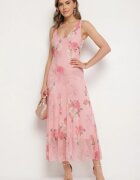 lovery Rochie Roz din plasă cu Motiv Floral Milanessa