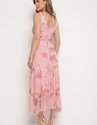 lovery Rochie Roz din plasă cu Motiv Floral Milanessa
