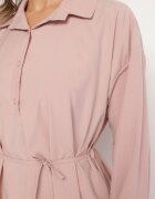 lovery Rochie roz tip cămașă stil balon cu curea Lavilorae