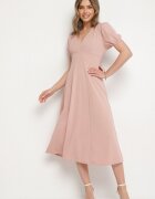 lovery Rochie Roză de cocktail cu croială evazată cu legătură Zilarie