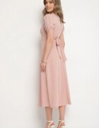 lovery Rochie Roză de cocktail cu croială evazată cu legătură Zilarie