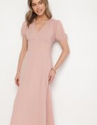 lovery Rochie Roză de cocktail cu croială evazată cu legătură Zilarie