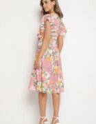 lovery Rochie Roză Florală cu Decolteu Plic Atorina
