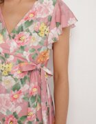 lovery Rochie Roză Florală cu Decolteu Plic Atorina