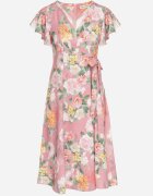 lovery Rochie Roză Florală cu Decolteu Plic Atorina