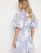 lovery Rochie tip cămașă transparentă albastru deschis cu bumbac broderii și curea Lirulira