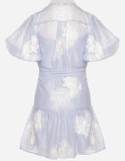 lovery Rochie tip cămașă transparentă albastru deschis cu bumbac broderii și curea Lirulira