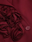 lovery Rochie tip sacou Bordo cu Flori 3D și Umeri Întăriți Nelailis
