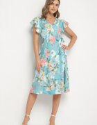 lovery Rochie Verde Florală cu decolteu petrecut Atorina