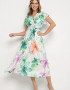 lovery Rochie Verde închis cu flori cu croi petrecut și cordon Redanae