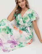 lovery Rochie Verde închis cu flori cu croi petrecut și cordon Redanae