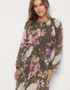 lovery Rochie Verde închis evazată florală Zeramera