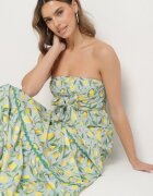 lovery Rochie Verde închisă cu Lămâi cu Fundă Galadessa