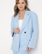 lovery Sacou Albastru deschis la două rânduri cu croi tip box oversize Kosalia