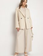 lovery Sacou Bej Dublu Rând cu Croi Drept Oversize Kosalia