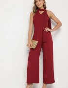 lovery Salopetă Bordo Fără Mâneci cu Legătură Decorativă și Picioare Largi Silarine