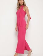 lovery Salopetă Fucsia Fără Mâneci cu Legătură Decorativă și Picioare Largi Silarine