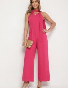 lovery Salopetă Fucsia Fără Mâneci cu Legătură Decorativă și Picioare Largi Silarine