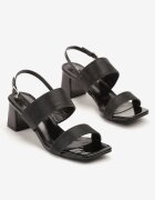 lovery Sandale Negre cu sclipici pe toc metalic Emtewia