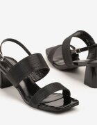 lovery Sandale Negre cu sclipici pe toc metalic Emtewia