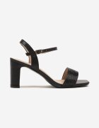 lovery Sandale Negre Elegante cu Toc gros decorate cu Strasuri Aveltewia
