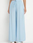 lovery Set Albastru Viscoză Oversize Cămașă cu Mânecă Scurtă și Pantaloni Dovilissea